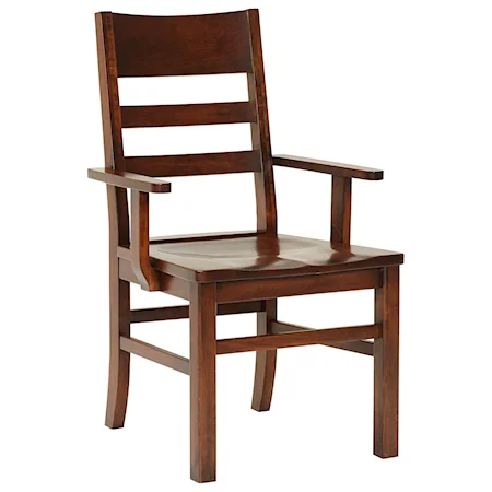 Solid Wood Cherry Horizontal Slat Arm Chair